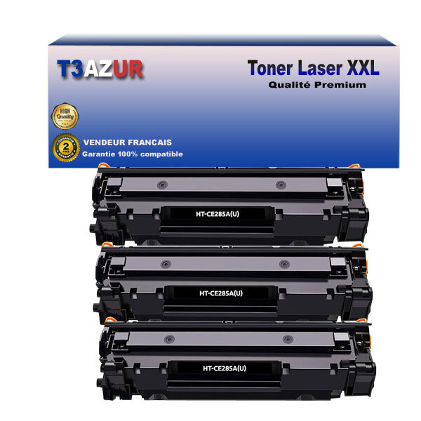 T3AZUR - 3x Toners compatibles avec Canon 728/ 725/ 726 pour Canon LBP-6030W  LBP-6200D  LBP-6230DW Noir - 2 000p