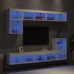 vidaXL Unités murales TV avec LED 8 Pièces blanc bois d'ingénierie