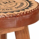 vidaXL Tabourets de bar 2 Pièces Cuir véritable et bois d'acacia solide