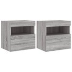 vidaXL Meubles TV muraux et lumières LED 2Pièces sonoma gris 40x30x40 cm
