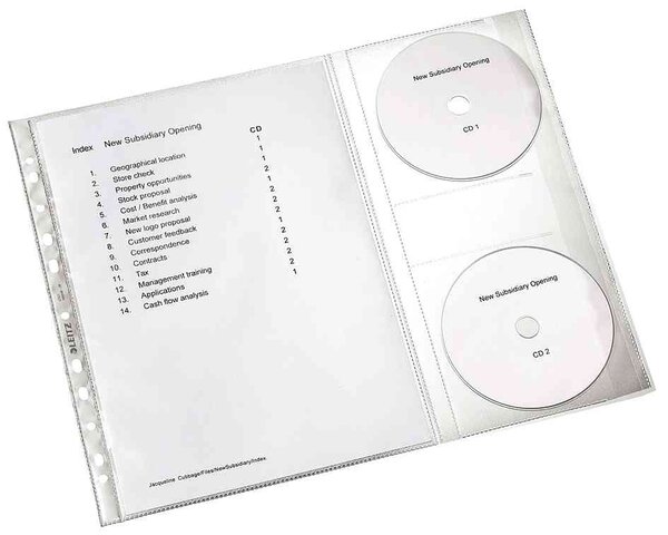 Sachet de 5 Pochettes perforée avec rabat CD A4 PP 0,12 mm LEITZ