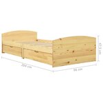 vidaXL Cadre de lit avec 2 tiroirs bois de pin massif 90x200 cm