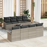 Canapé de jardin 9 pièces avec coussins gris clair en poly rotin