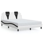 vidaXL Cadre de lit avec LED sans matelas blanc et noir 140x200 cm