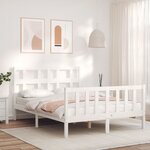 vidaXL Cadre de lit sans matelas blanc 140x190 cm bois de pin massif