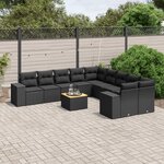 vidaXL Salon de jardin 11 Pièces avec coussins noir résine tressée