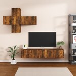 vidaXL Ensemble de meubles TV 7 Pièces Chêne fumé Bois d'ingénierie