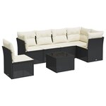 vidaXL Salon de jardin 7 Pièces avec coussins noir résine tressée