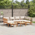 Ensemble de Banc de Jardin vidaXL 4 Pièces avec Coussins en Bois Massif de Teck