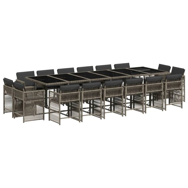 vidaXL Ensemble à manger de jardin 17 Pièces et coussins résine tressée