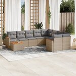 vidaXL Salon de jardin avec coussins 10 Pièces beige résine tressée