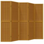 vidaXL Cloison de séparation 5 panneaux marron bois paulownia massif