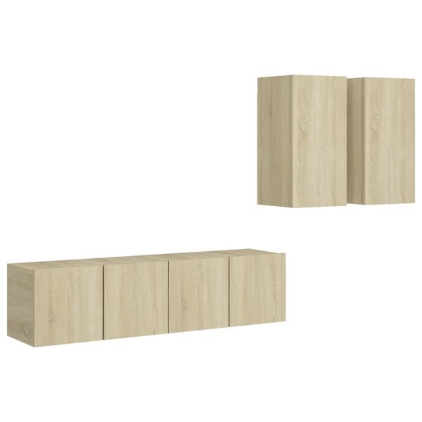 vidaXL Ensemble de meubles TV 4 Pièces Chêne sonoma Bois d'ingénierie