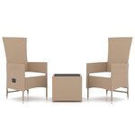 vidaXL Ensemble de salon de jardin 3 Pièces beige poly rotin et acier