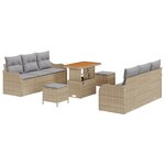 Ensemble de canapé de jardin 9 pièces avec coussins beige en rotin synthétique