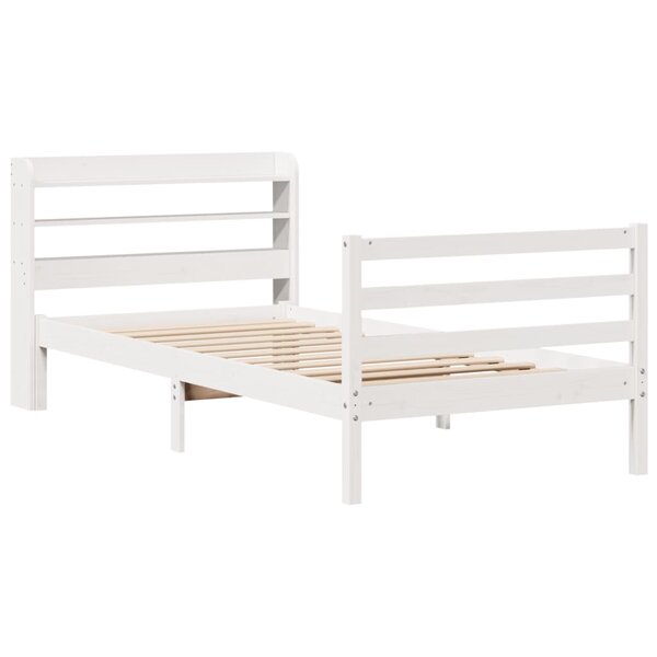 vidaXL Cadre de lit et tête de lit blanc 100x200 cm bois de pin massif
