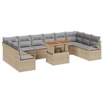 Ensemble de canapé de jardin vidaXL 11 pièces avec coussins beige