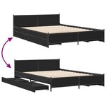 vidaXL Cadre de lit avec tiroirs sans matelas noir 120x190 cm