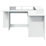 Bureau table poste de travail meuble d'ordinateur informatique étude avec lumières LED 152 x 152 x 91 cm bois d'ingénierie blanc 02_0023407
