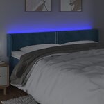 vidaXL Tête de lit à LED Bleu foncé 163x16x78/88 cm Velours