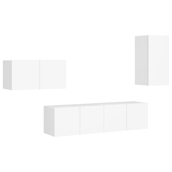 vidaXL Ensemble de meubles TV 4 Pièces Blanc Bois d'ingénierie