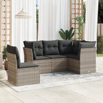 vidaXL Salon de jardin 5 Pièces avec coussins gris clair résine tressée