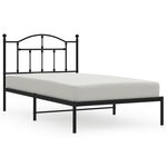 vidaXL Cadre de lit métal avec tête de lit noir 100x190 cm
