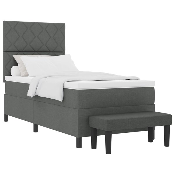 vidaXL Lit à ressort avec matelas et banc gris foncé 100x200 cm en tissu