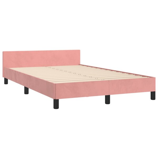 vidaXL Cadre de lit avec tête de lit rose 120x190 cm velours