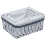 vidaXL Ensemble de paniers gigognes 3 Pièces Blanc Saule