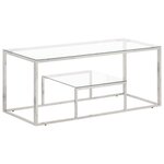vidaXL Table basse argenté acier inoxydable et verre trempé