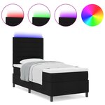 vidaXL Lit à ressorts avec matelas et LED noir 100x200 cm en tissu