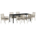 vidaXL Ensemble de Salle à Manger de Jardin 7 Pièces avec Coussins Gris Clair Rotin Synthétique