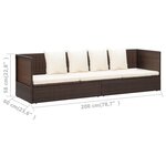 vidaXL Lit de jardin avec coussin et oreillers Résine tressée Marron