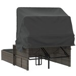 vidaXL Chaise longue double et auvent et coussins gris résine tressée