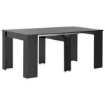 vidaXL Table à manger extensible Noir brillant 175x90x75 cm