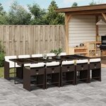 vidaXL Ensemble à manger de jardin et coussins 11 Pièces marron rotin