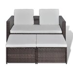 Salon de jardin meuble d'extérieur ensemble de mobilier 4 pièces avec coussins résine tressée marron 02_0016187