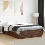 vidaXL Cadre de lit avec LED sans matelas chêne marron 150x200 cm
