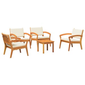 vidaXL Ensemble de Bistro 5 pièces avec coussins en bois d'acacia massif