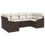vidaXL Ensemble de canapé de jardin 6 pièces avec coussins Marron Poly Rattan