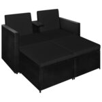 Salon de jardin meuble d'extérieur ensemble de mobilier 3 pièces avec coussins résine tressée noir 02_0016010