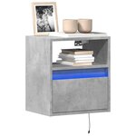 vidaXL Meuble TV mural avec lumières LED gris béton 41x31x45 cm