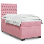 vidaXL Sommier à lattes de lit avec matelas Rose 90x200 cm Velours