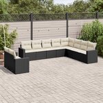 vidaXL Salon de jardin 10 Pièces avec coussins noir résine tressée