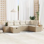 vidaXL Ensemble de canapé de jardin 6 pièces avec coussins Beige Poly Rotin