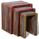 vidaXL Table gigogne 3 Pièces Teck recyclé coloré