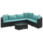 vidaXL Salon de jardin 7 Pièces avec coussins noir résine tressée