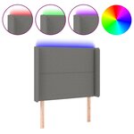 vidaXL Tête de lit à LED Gris foncé 83x16x118/128 cm Tissu