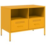 vidaXL Meuble TV 2Pièces jaune moutarde 68x39x50 5cm acier laminé à froid